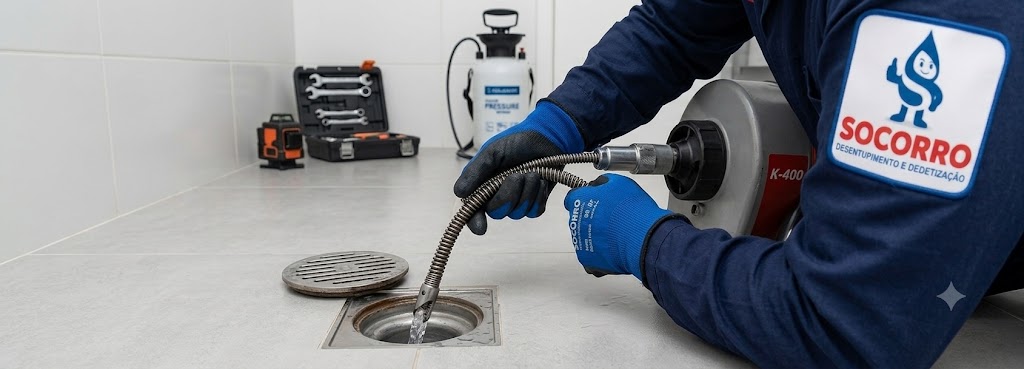 Profissional realizando Desentupimento de Ralos em Tijucas